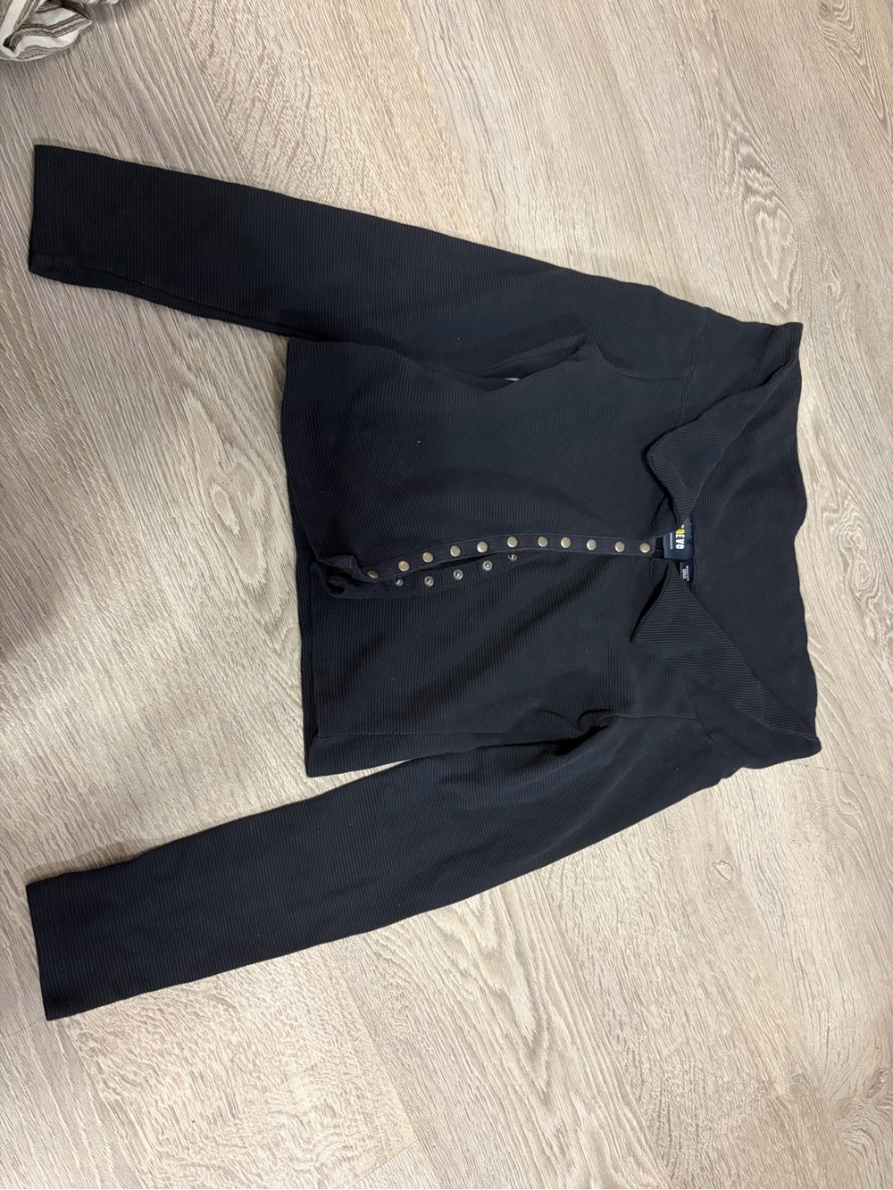Maeve Black Button-Front Ribbed Top - Picture 2 of 2